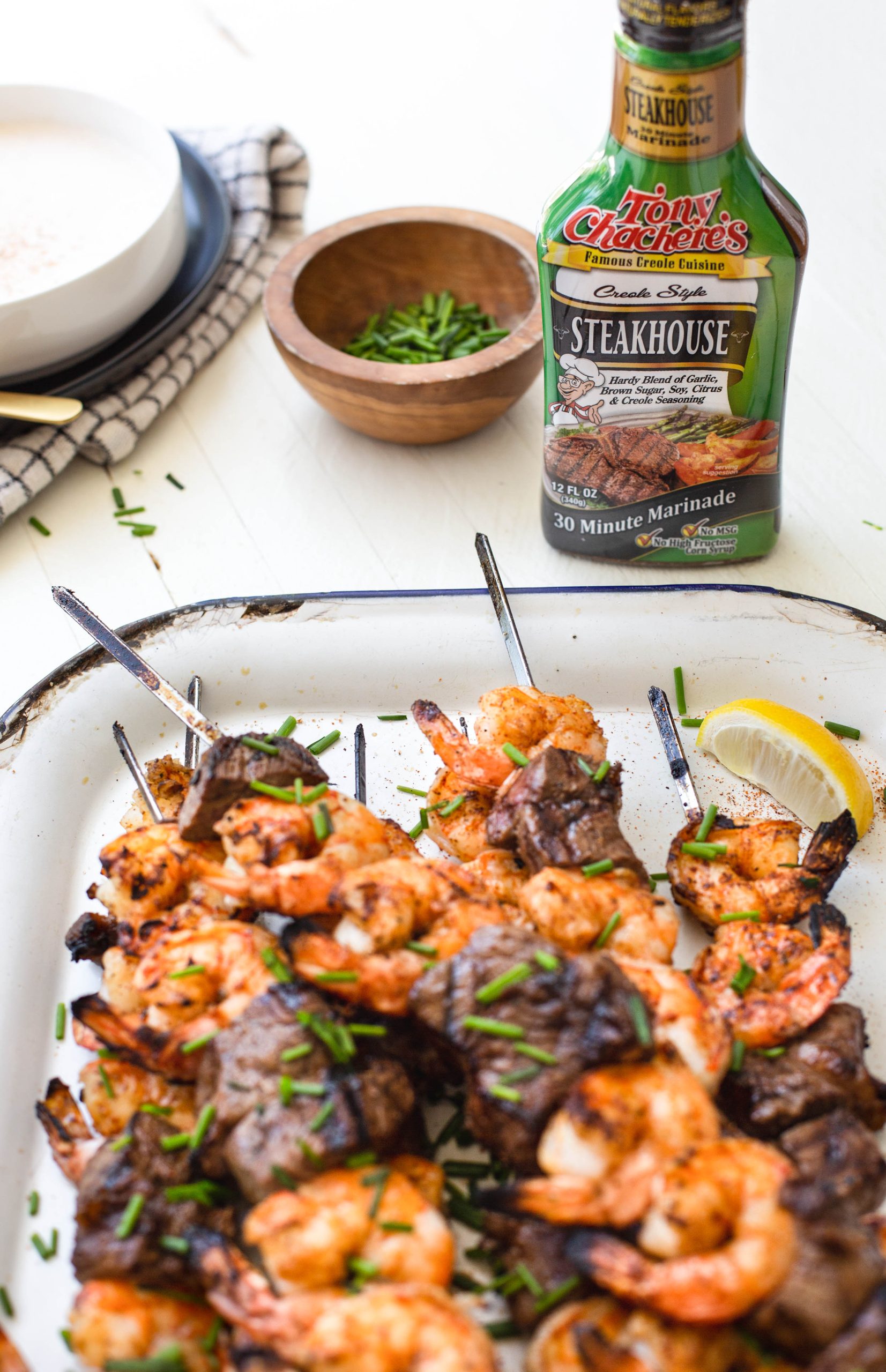 Surf and Turf Skewers with Cajun Horseradish Sauce