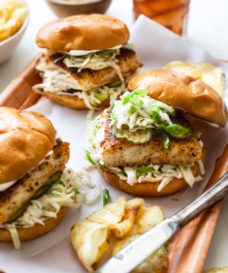 Blackened Fish Sandwiches with Spicy Slaw