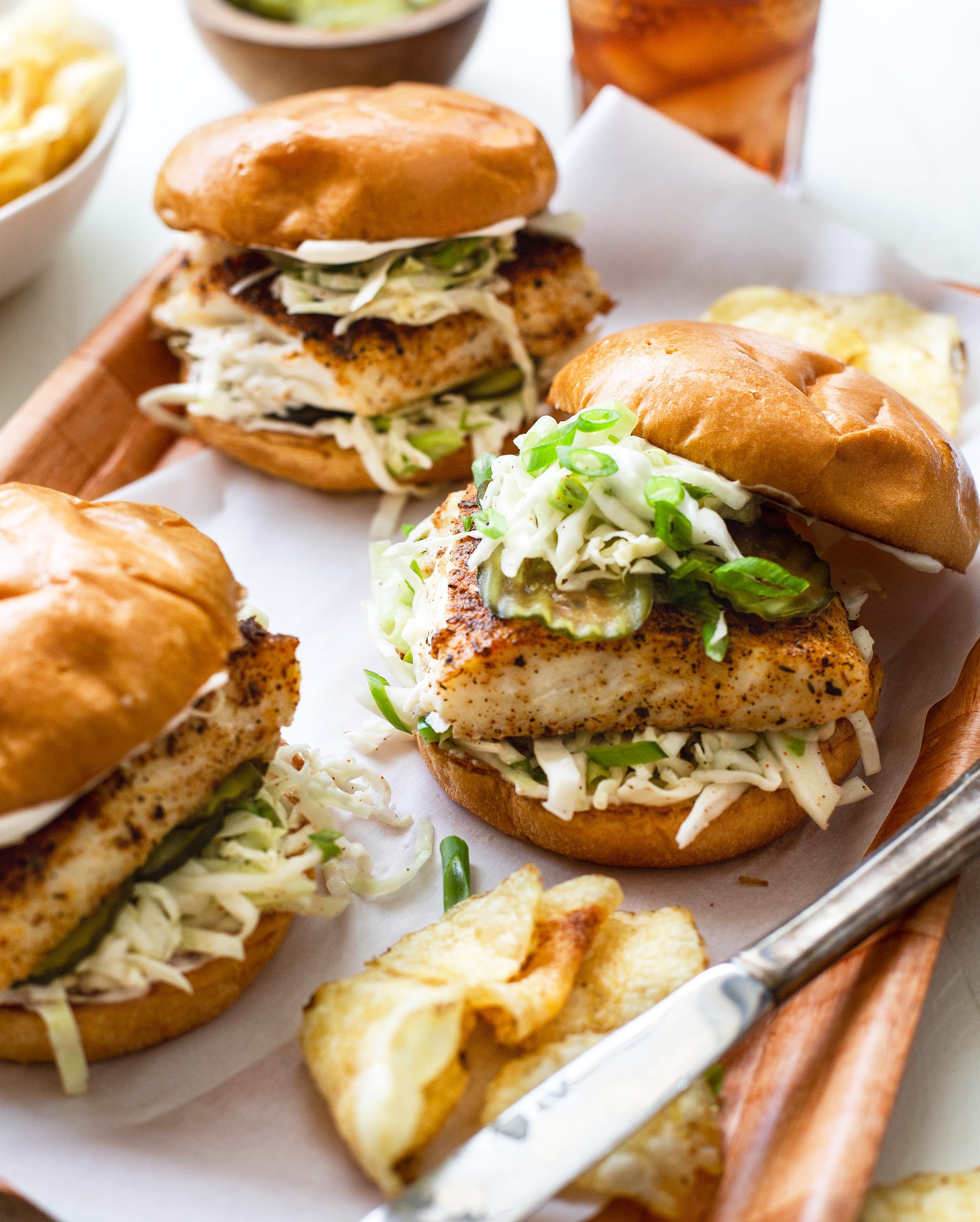 Blackened Fish Sandwiches with Spicy Slaw