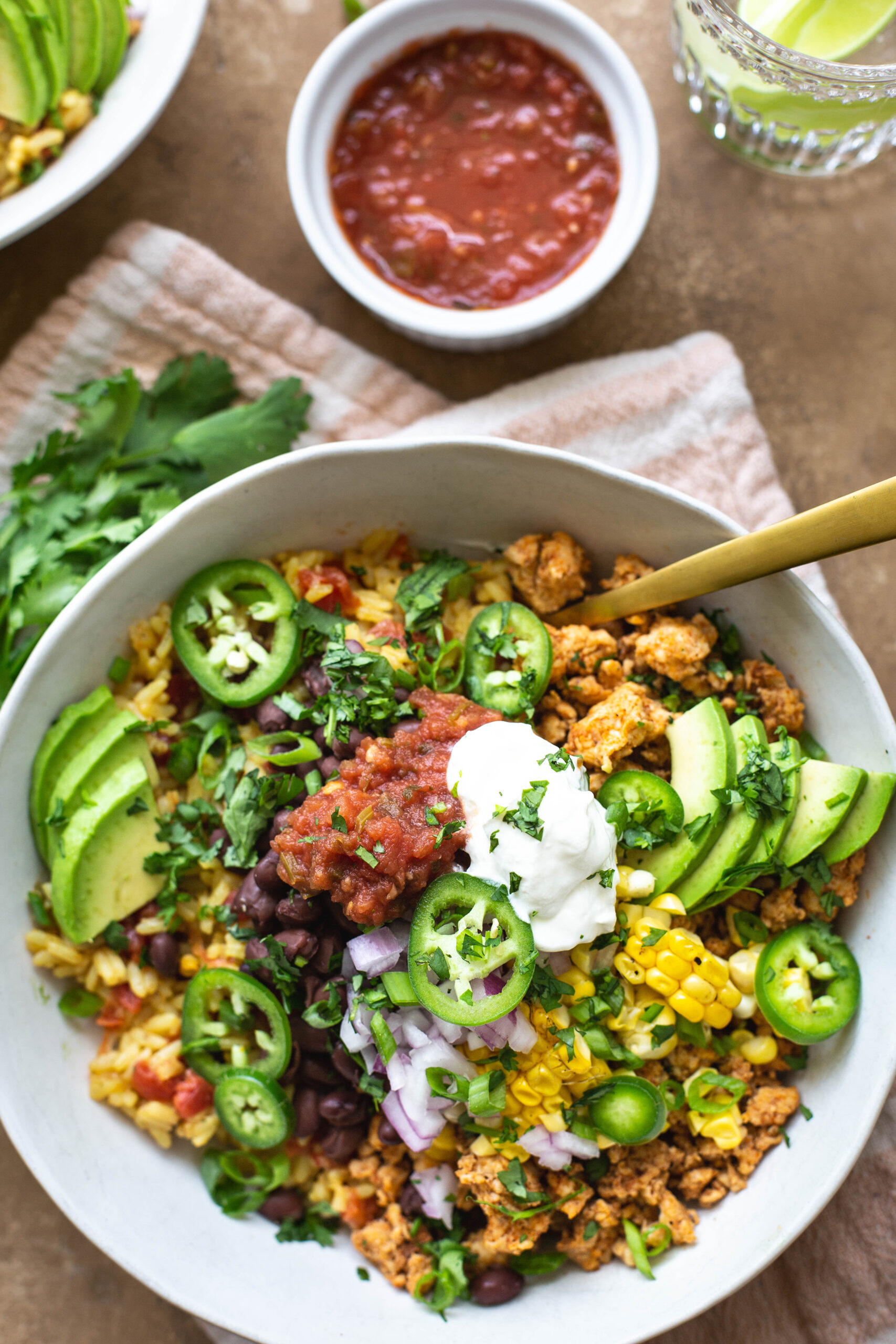Mexican Ground Chicken and Rice Bowls