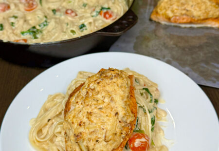 Crab-Stuffed Salmon Alfredo
