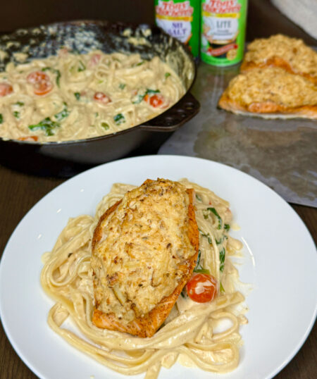 Crab-Stuffed Salmon Alfredo