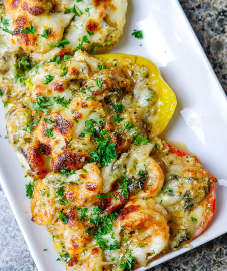 Shrimp & Spinach Artichoke Stuffed Peppers