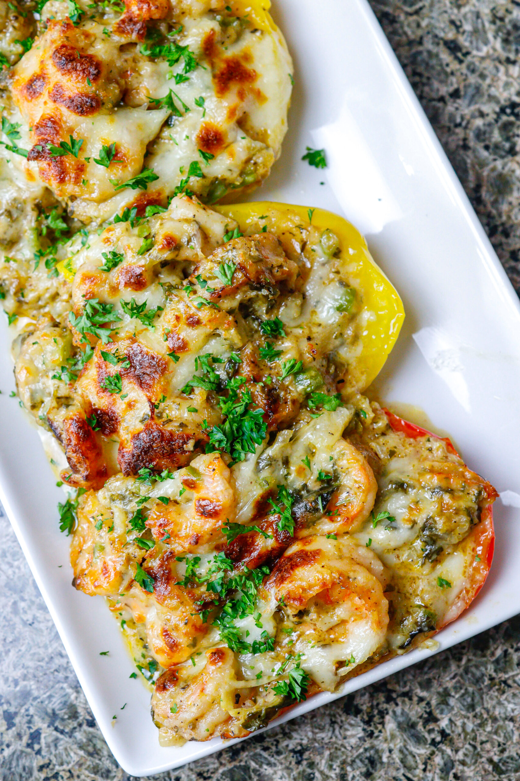 Shrimp & Spinach Artichoke Stuffed Peppers