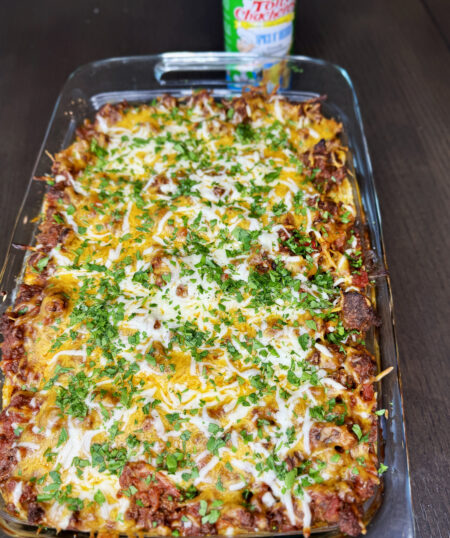 Creamy Cajun Baked Spaghetti