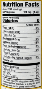 Cajun Kick nutritional panel