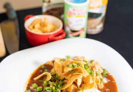 Gumbo-Chili over Cheddar Onion Grits