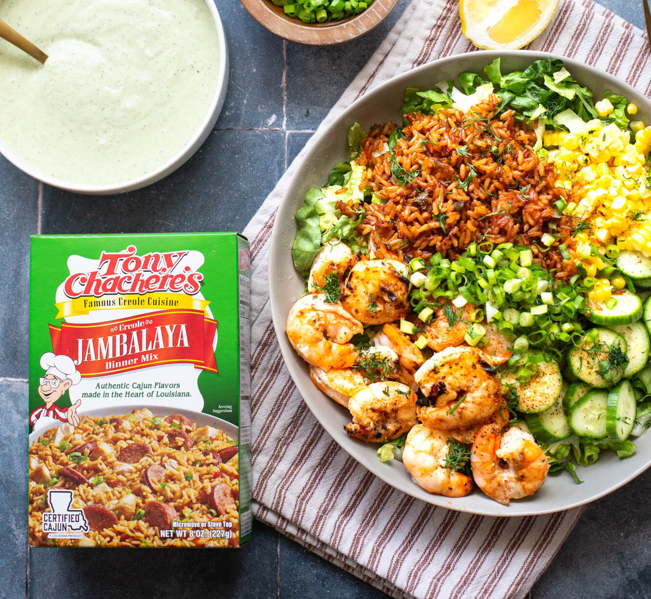 Cajun Grilled Shrimp and Crispy Rice Salad